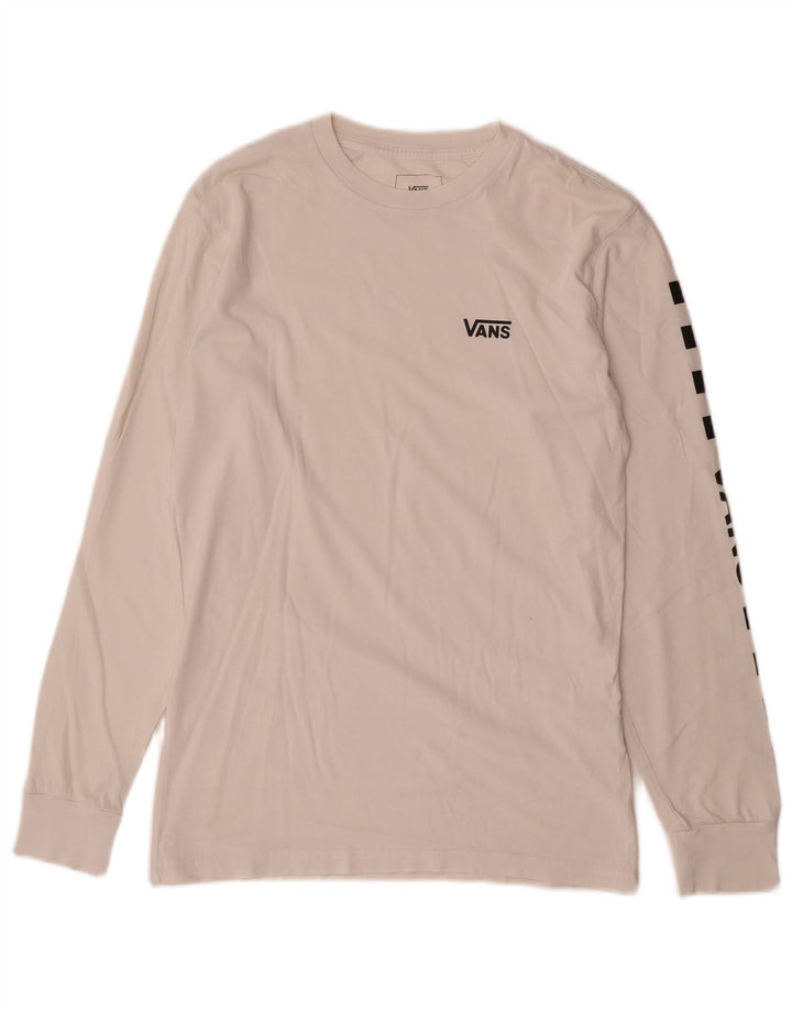 Vans Herren-Oberteil mit klassischer Passform und Grafik, langärmlig, klein, aus weißer Baumwolle