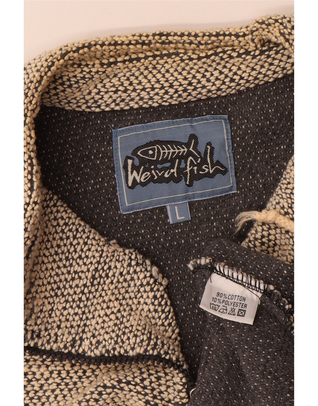 Weird Fish Herren-Sweatshirt mit Reißverschluss am Hals, groß, aus grauer Baumwolle