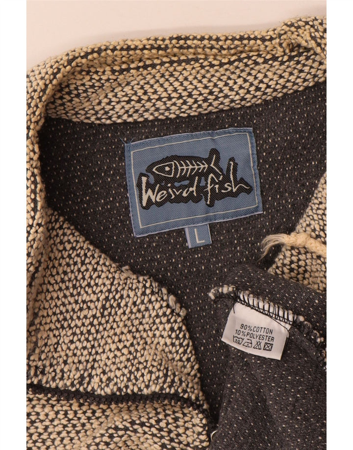 Weird Fish Herren-Sweatshirt mit Reißverschluss am Hals, groß, aus grauer Baumwolle