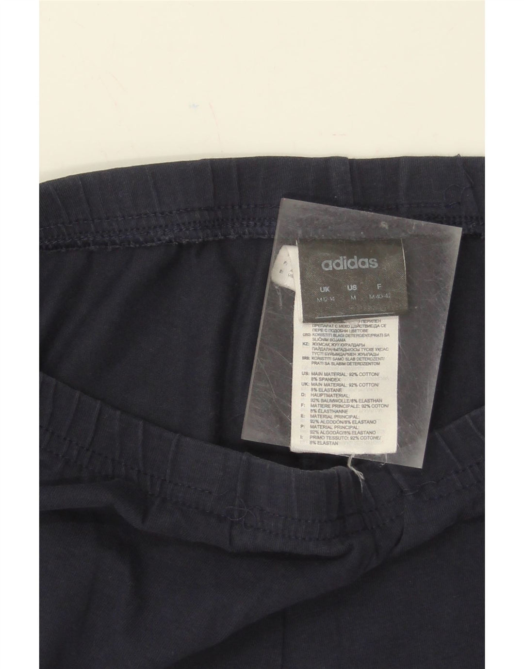 ADIDAS Womens Graphic Leggings UK 12/14 Medium Navy Blue Cotton Vintage Adidas and Second-Hand Adidas from Messina Hembry 