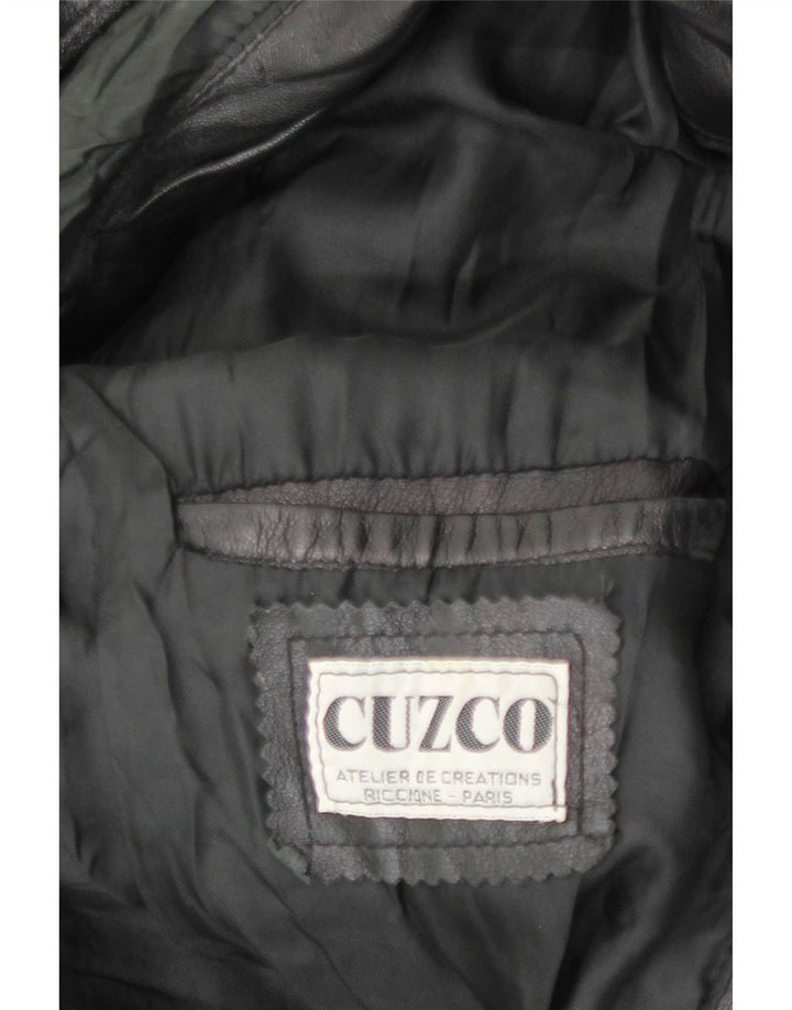 Vintage Herren Lederjacke mit Kapuze UK 42 XL Schwarz