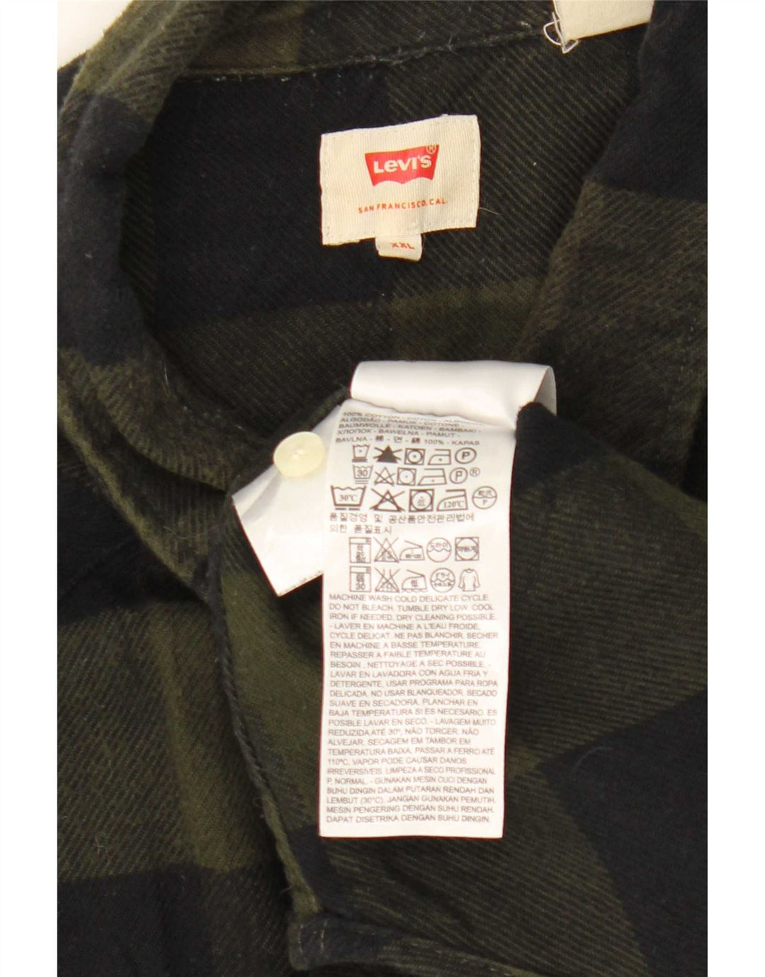 Levi's Herren-Flanellhemd 2XL, Khaki, kariert, Baumwolle