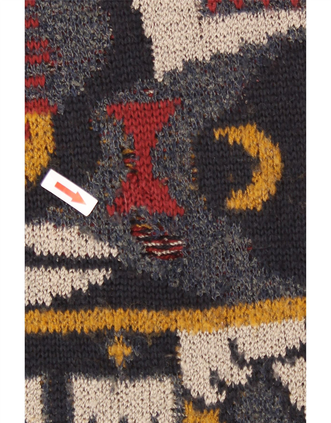 Vintage Herren Pullover mit Rundhalsausschnitt, groß, mehrfarbig, geometrisch