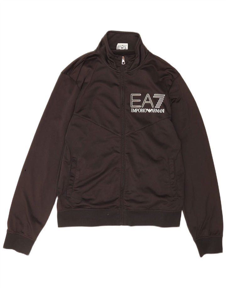 Emporio Armani Herren-Trainingsanzug mit grafischem Oberteil, groß, aus schwarzem Polyester