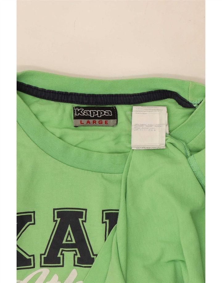 Kappa Herren Grafik-T-Shirt-Oberteil, groß, grüne Baumwolle
