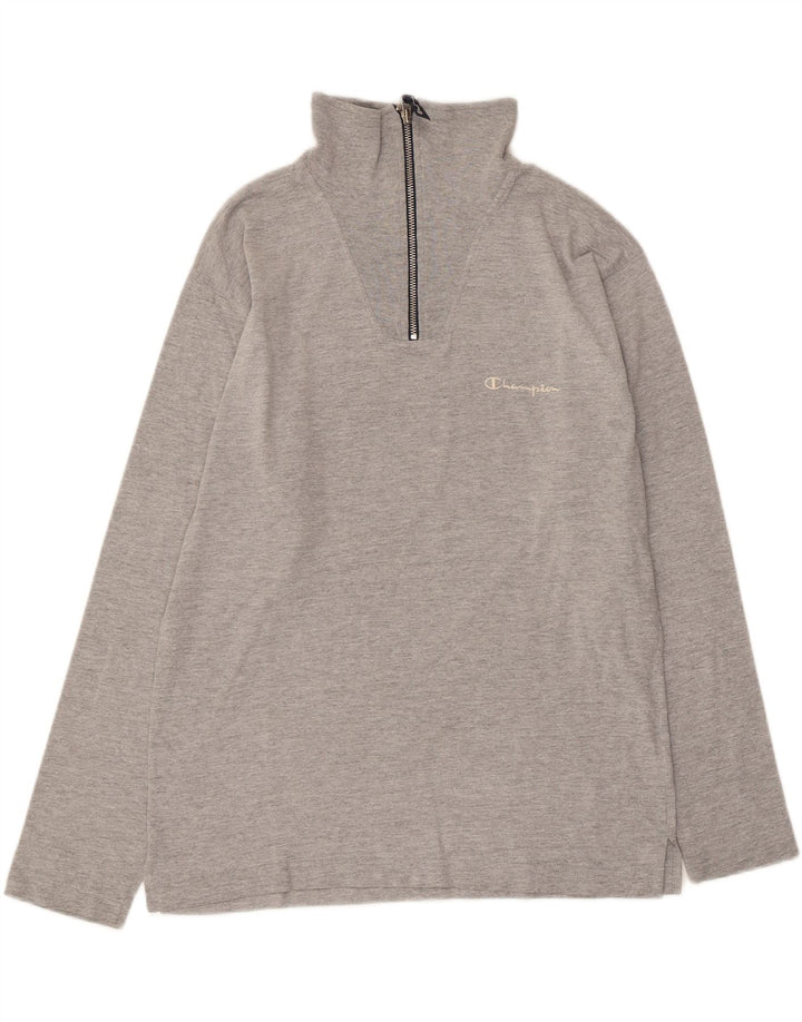 Champion Herren-Oberteil mit Reißverschluss, langärmlig, klein, graue Baumwolle