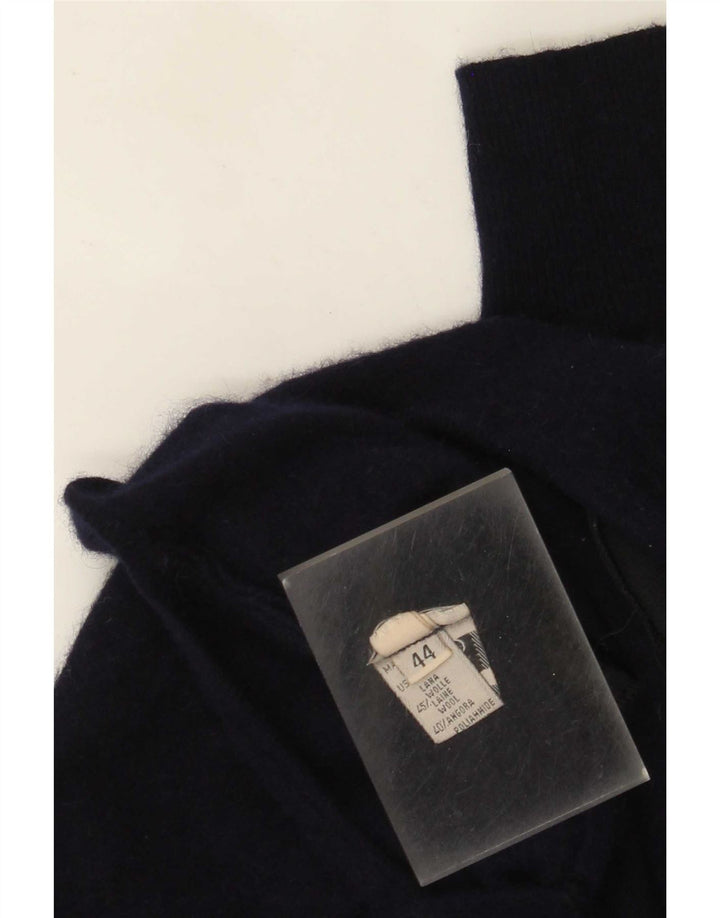 Vintage Damen Crop V-Ausschnitt Pullover Pullover IT 44 Medium Navy Blue Wolle