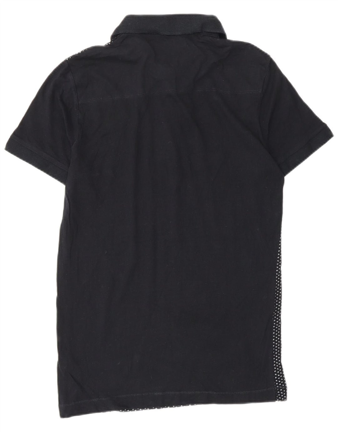 FRENCH CONNECTION Mens Abstract Pattern Polo Shirt Small Navy Blue Cotton