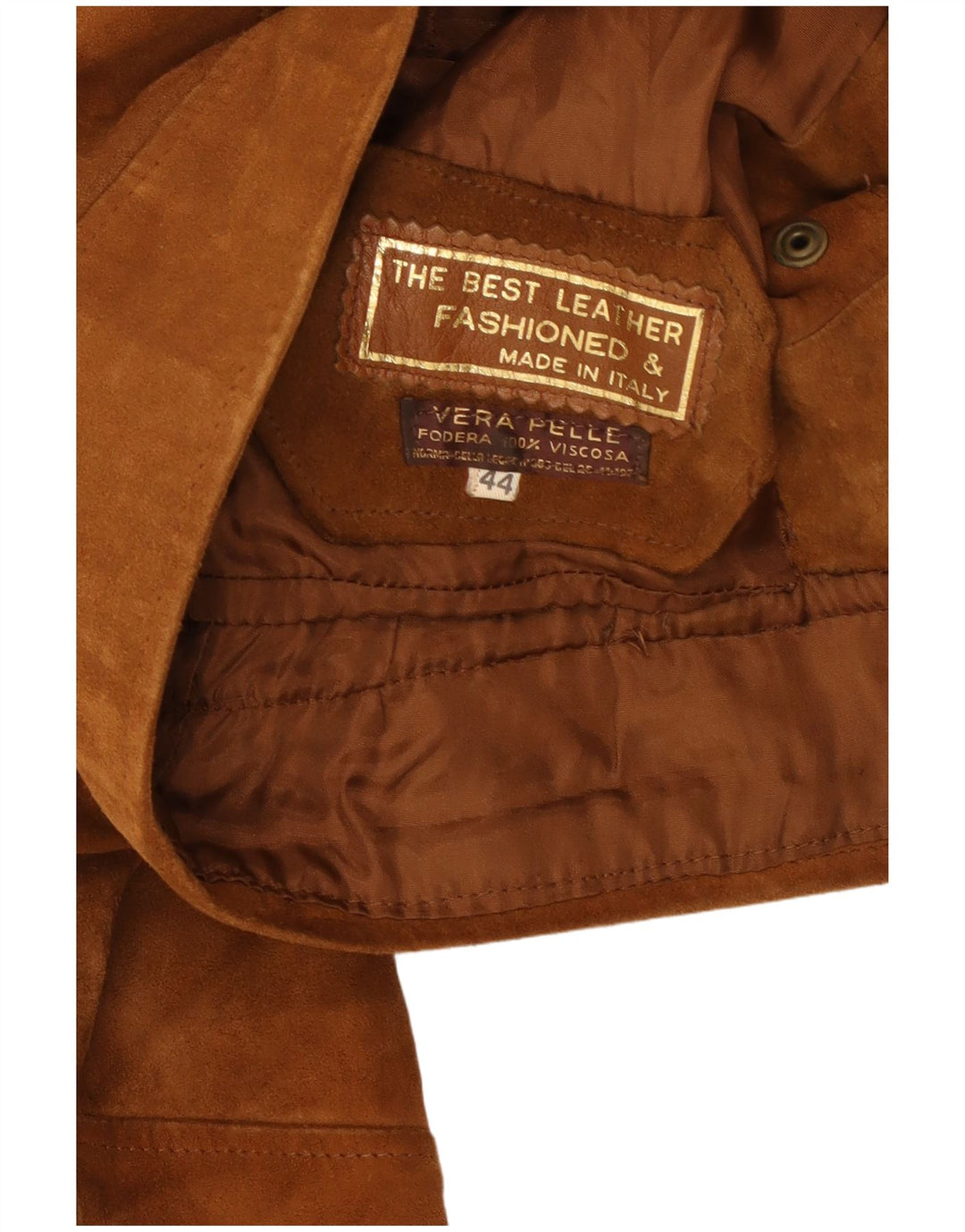 Vintage Damen Crop Wildlederjacke IT 44 Medium Beige