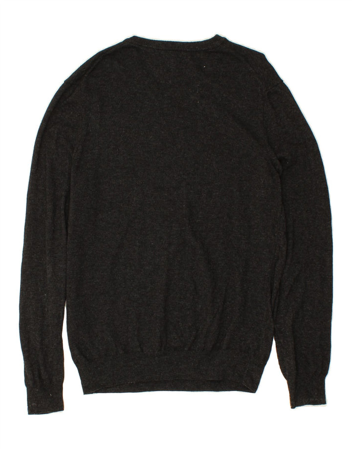 MARLBORO CLASSICS Mens V-Neck Jumper Sweater Medium Grey Flecked Polyester Vintage Marlboro Classics and Second-Hand Marlboro Classics from Messina Hembry 