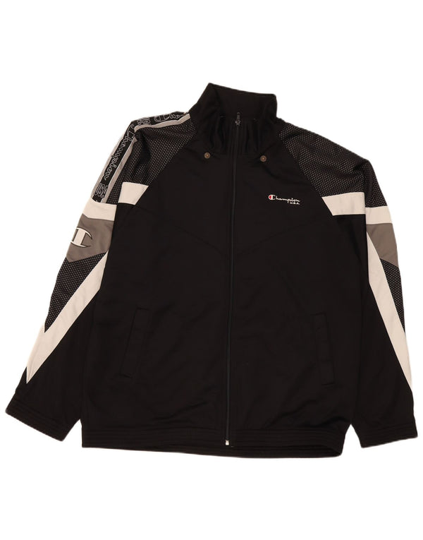 Champion Herren-Trainingsanzugoberteil mit Grafik, XL, Schwarz, Farbblock