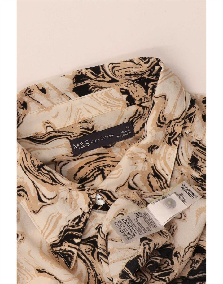 Marks & Spencer Damen-Hemdbluse mit abstraktem Muster, UK 22 3XL, Braun