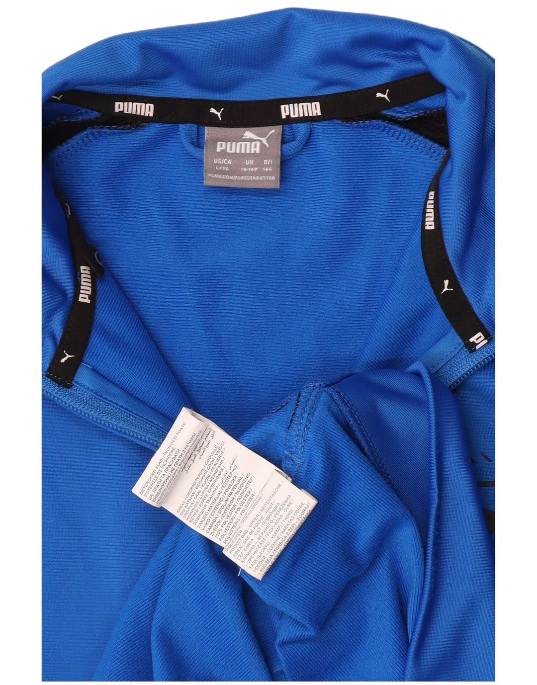Puma Jungen Grafik-Trainingsanzug-Top-Jacke, 13–14 Jahre, blaues Farbblockdesign