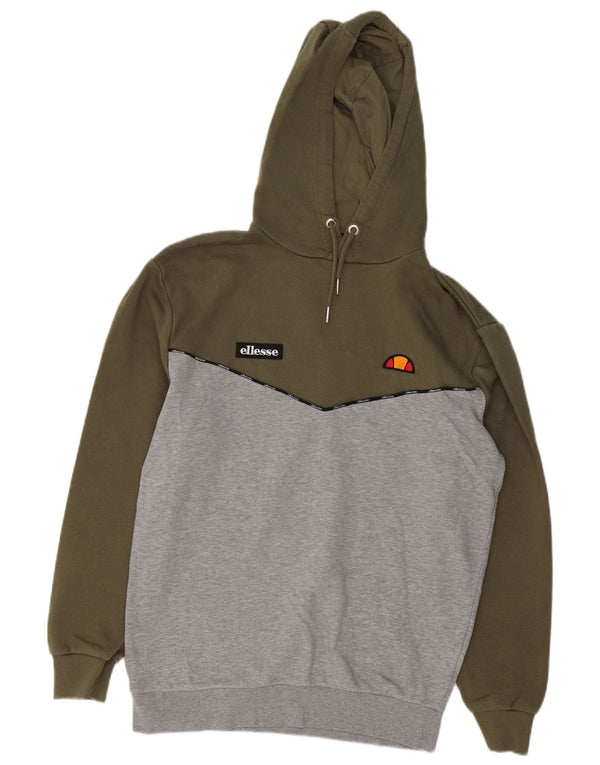 ELLESSE Herren-Kapuzenpullover mit Grafik, klein, Khaki, Farbblock-Baumwolle