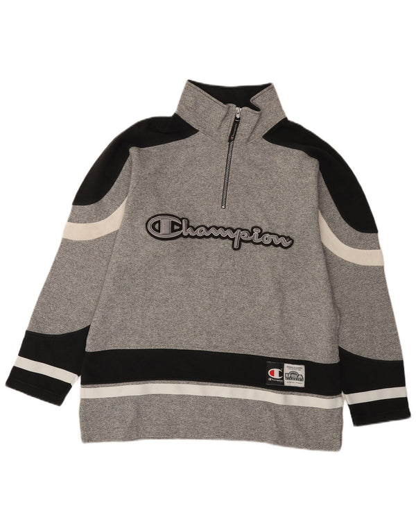 Champion Herren-Sweatshirt mit grafischem Reißverschluss und Rundhalsausschnitt, Größe S, Grau, Farbblock