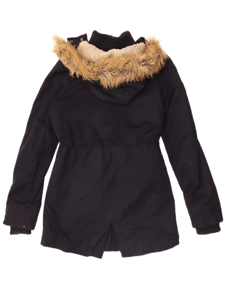 Superdry Damen-Parka mit Kapuze, UK 6, XS, Marineblau, Polyester