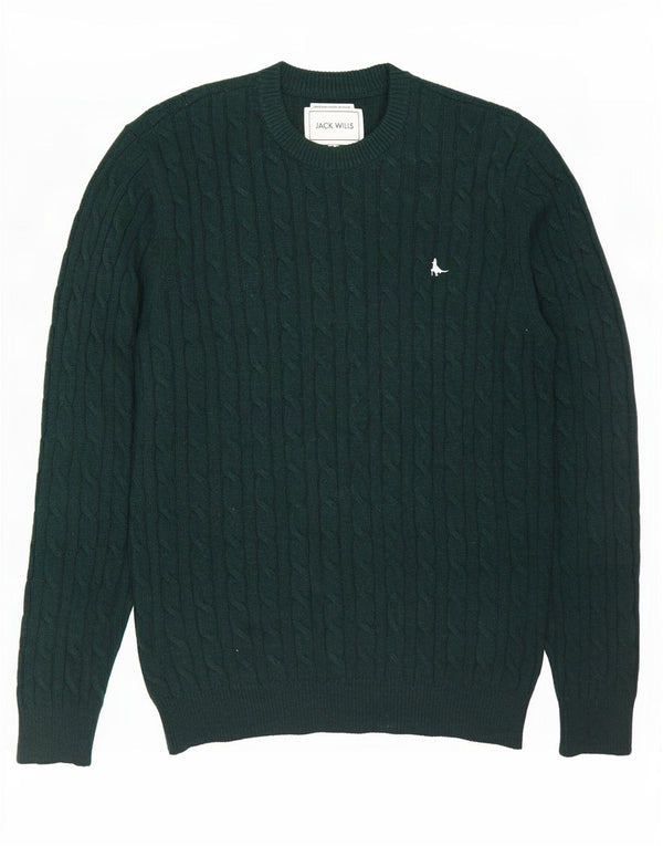 Jack Wills Mens Crew Neck Jumper Sweater Large Green Wool