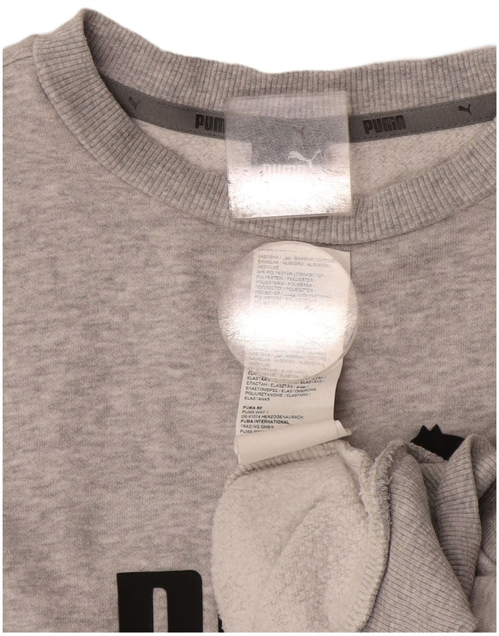 Puma Damen Grafik-Sweatshirt-Pullover aus mittelgrauer Baumwolle