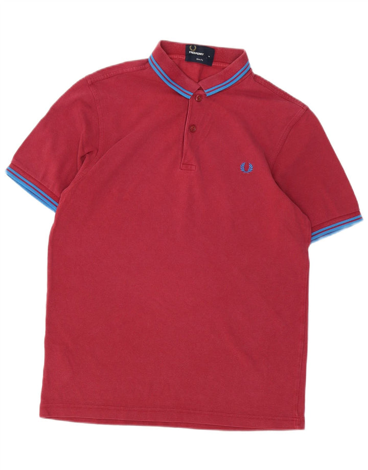 Fred Perry Herren-Poloshirt mit schmaler Passform, mittlere burgunderrote Baumwolle