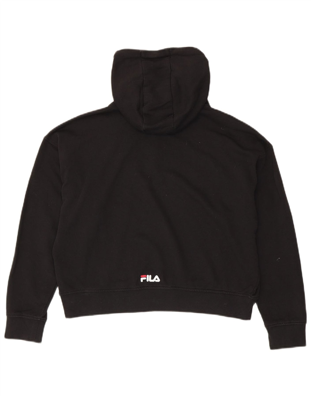 FILA Damen Übergroßer Crop Graphic Hoodie Pullover UK 6 XS Schwarz
