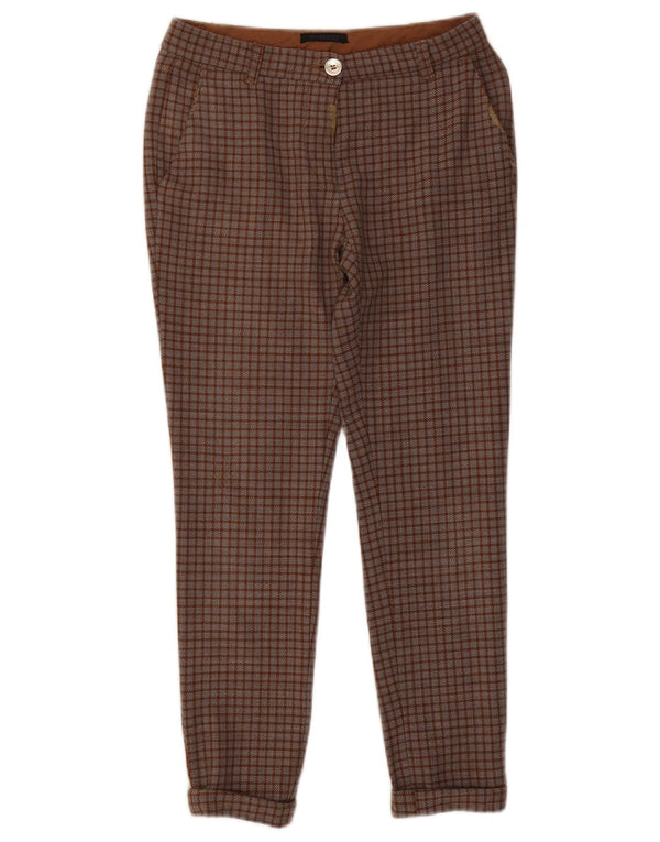 Pinko Slim Chino-Hose für Damen, W26, L26, braun kariertes Polyester