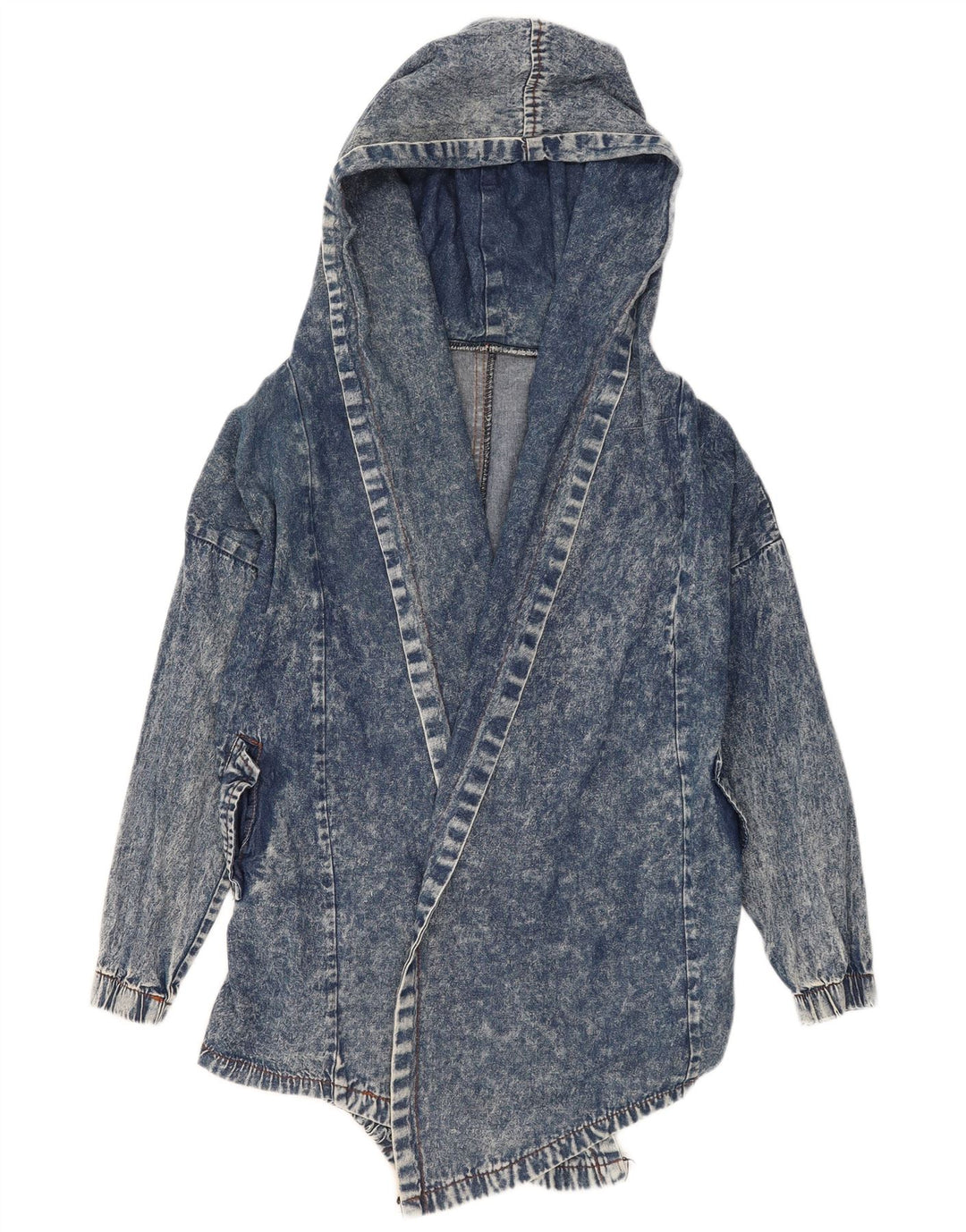 Vintage Damen-Jeansjacke mit Kapuze, offen, UK 16, Groß, Blau