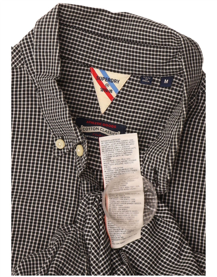 Superdry Herren-Hemd aus mittelschwarzer Gingham-Baumwolle