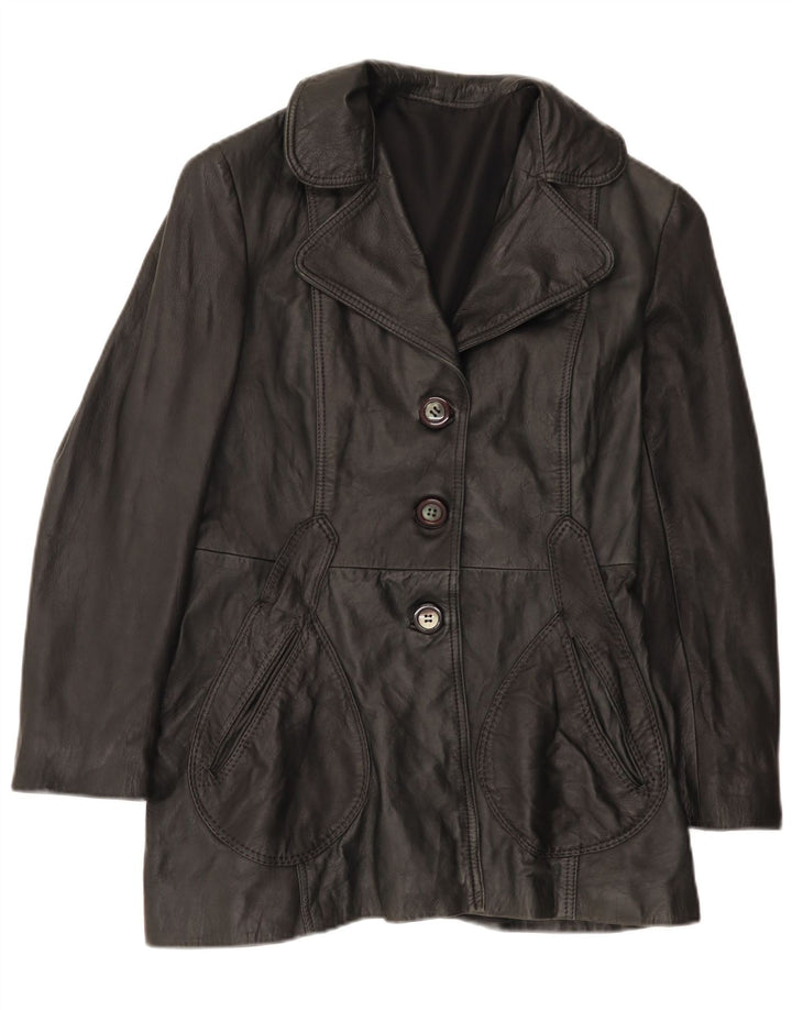 Vintage Damen Lederjacke UK 12 Medium Schwarz