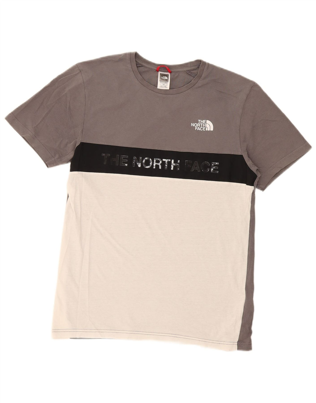 The North Face Herren-T-Shirt mit normaler Grafik, Größe S, Grau, Farbblock