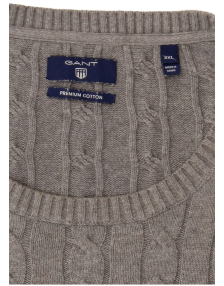 GANT Herren-Pullover mit Rundhalsausschnitt, 3XL, graue Baumwolle