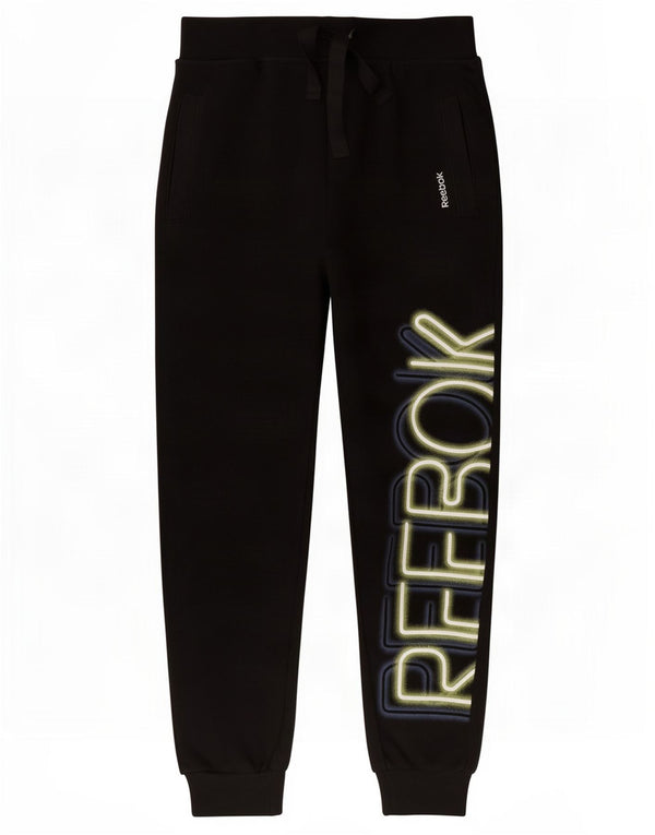 Reebok Womens Graphic Trainingshose Jogger UK 4/6 XS Schwarz Baumwolle