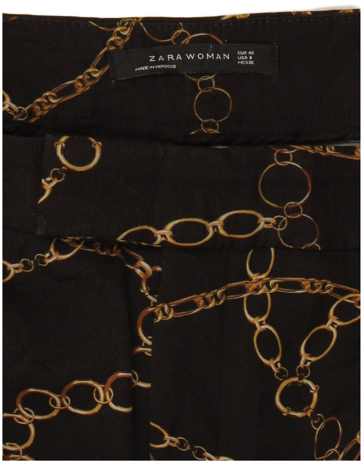 Zara Damen-Chinohose mit abstraktem Muster, schmal, EU 40, mittelgroß, W30, L27, Schwarz