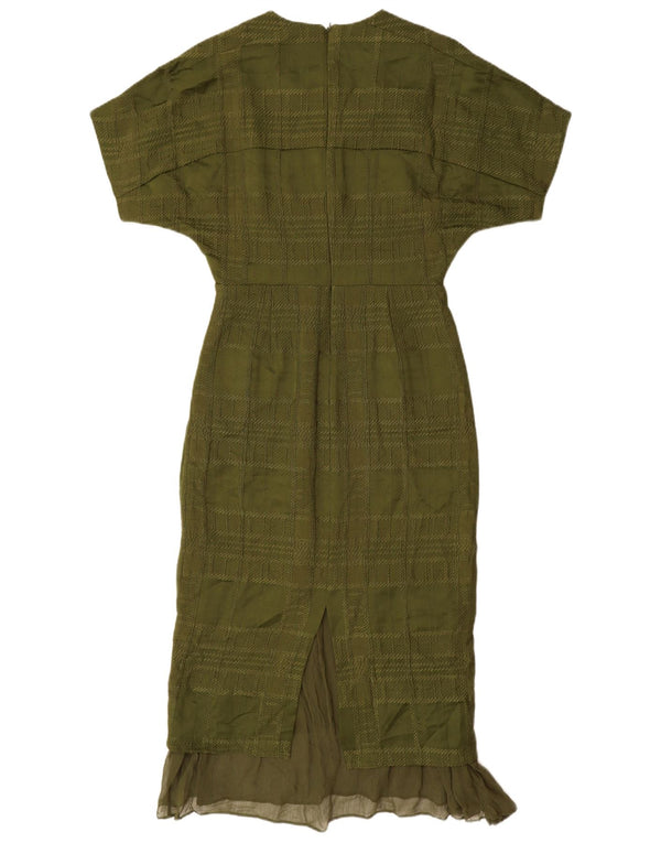 Jigsaw Damen-Meerjungfrauenkleid, Größe S, grün, kariert, Viskose