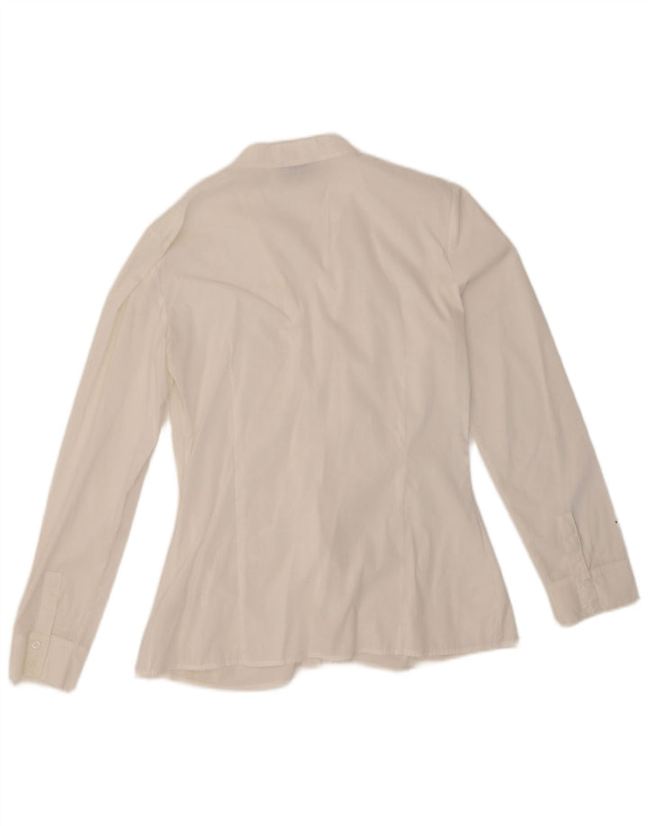 Max&Co. Damen-Hemdbluse mit Rüschen vorne, UK 14, mittelweiße Baumwolle