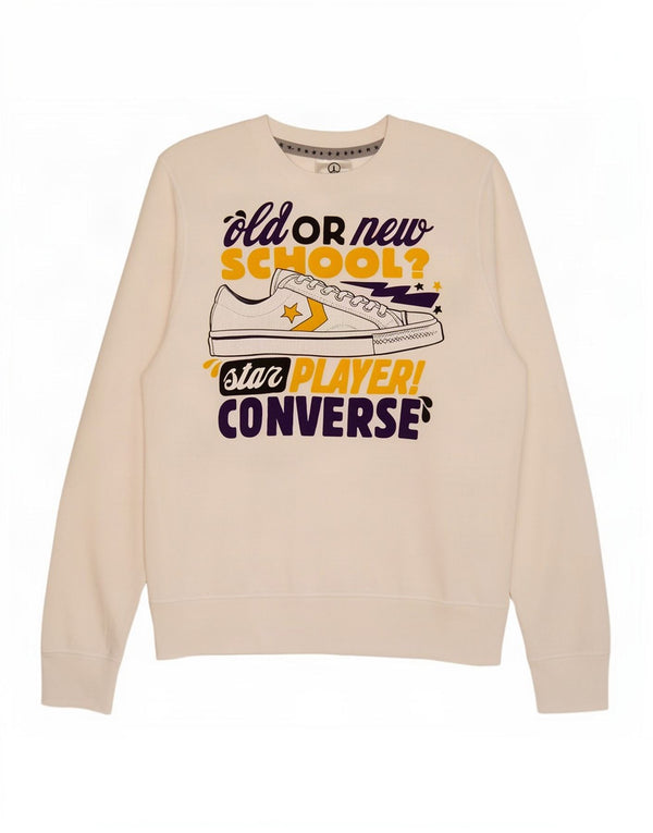 Converse Mens Graphic Sweatshirt Jumper Medium White Cotton