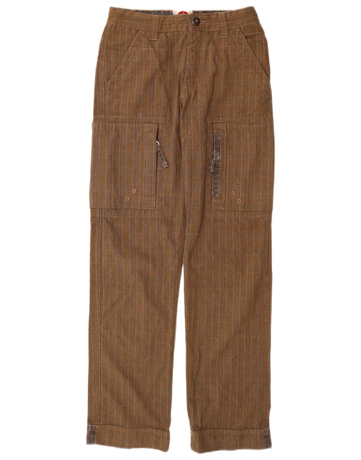 Murphy & Nye Gerade Herren-Cargohose W29 L33 Braun karierte Baumwolle