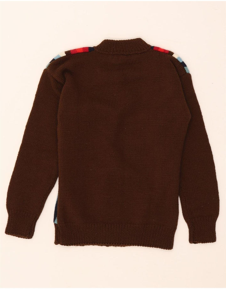 Vintage Damen Rollkragenpullover Pullover UK 8 Small Braun gestreift