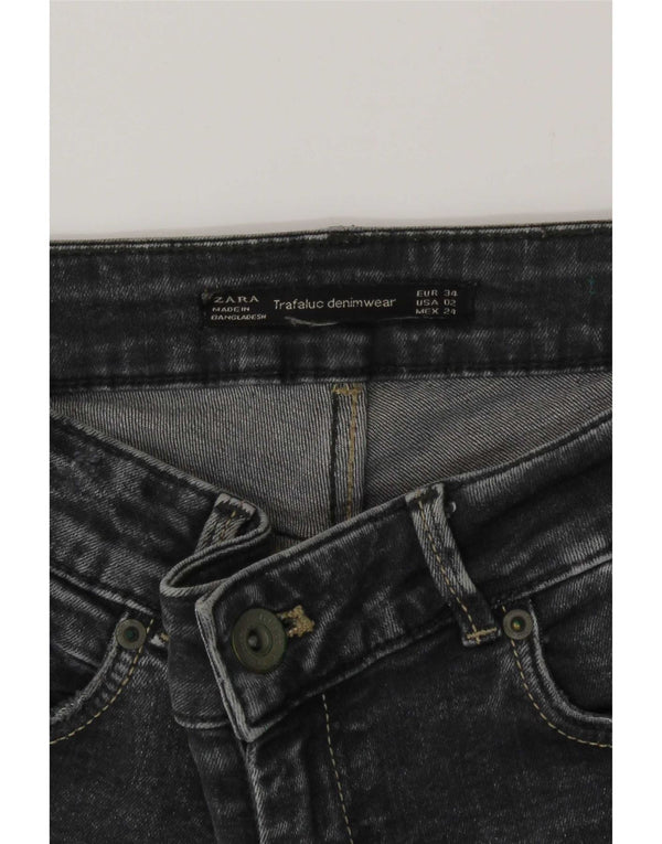 Zara Damen Trafaluc Distressed Skinny Jeans EU 34 2XS W24 L28 Grau