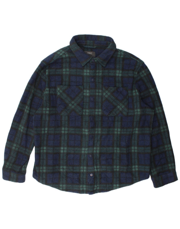 Marks & Spencer Herren-Overshirt aus Fleece, 3XL, grün kariert, Polyester