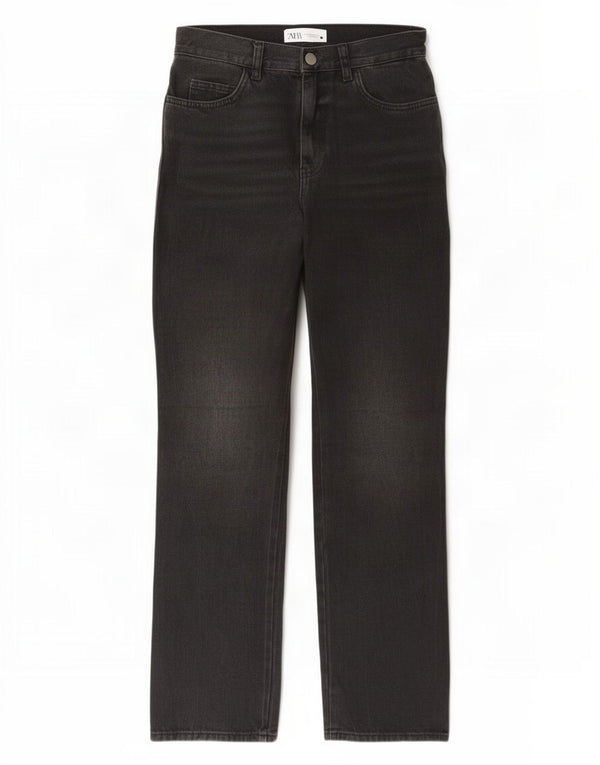 Zara Womens High Waist Straight Jeans EU 36 XS W26 L33 Grey Cotton