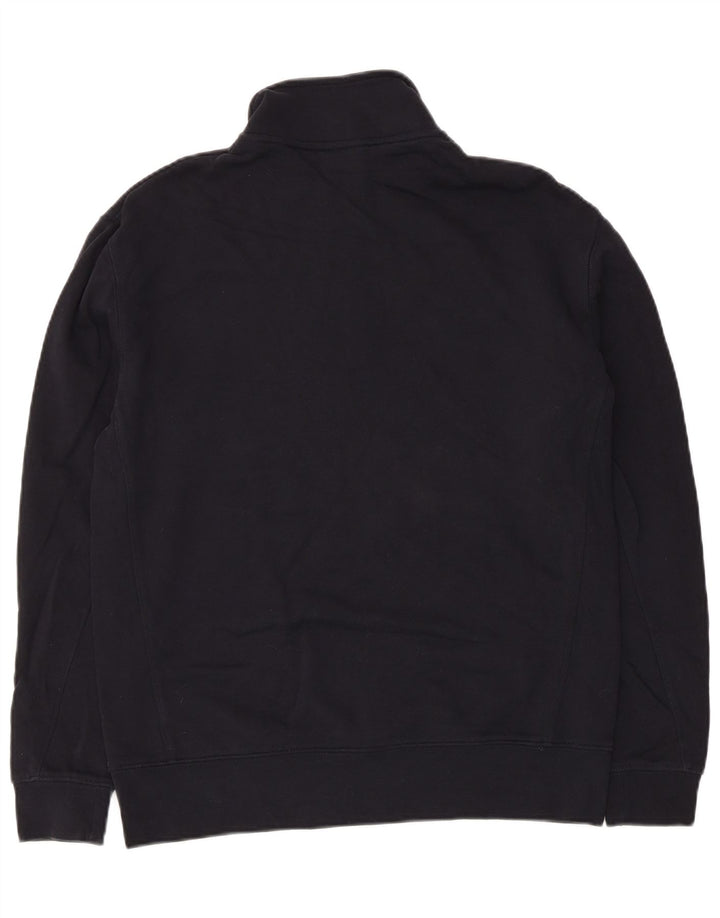 Zara Damen-Sweatshirt mit Reißverschluss am Hals, UK 14, mittelmarineblaue Baumwolle