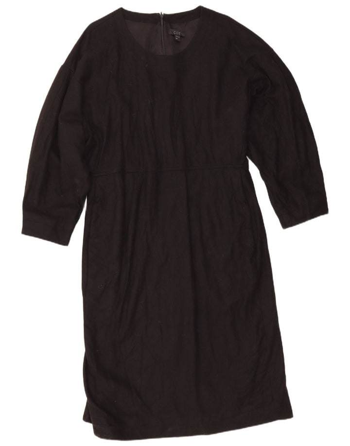 Cos Damen-Etuikleid mit langen Ärmeln, EU 44, XL, schwarze Wolle