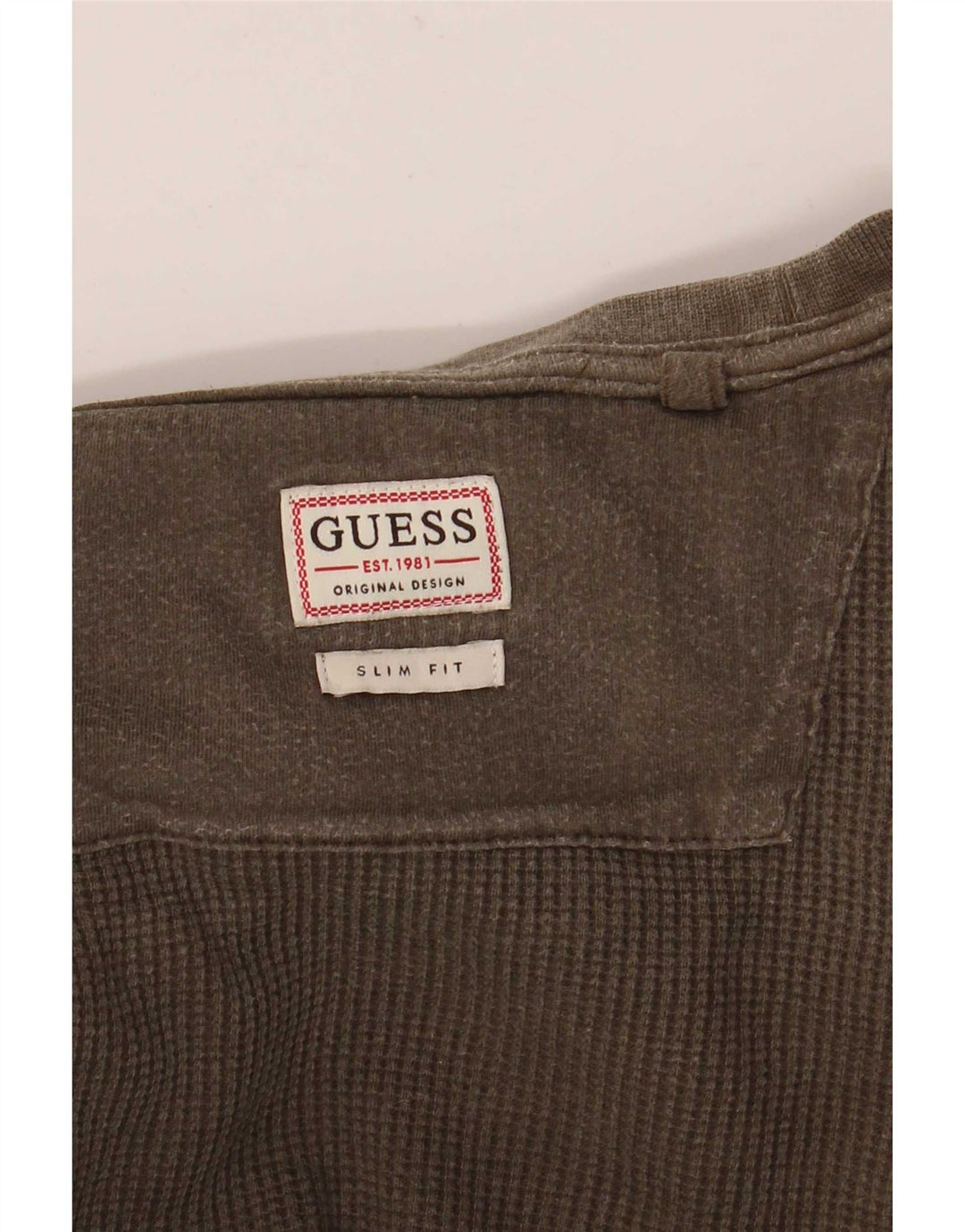 Guess Herren Slim Fit Top Langarm Mittel Khaki