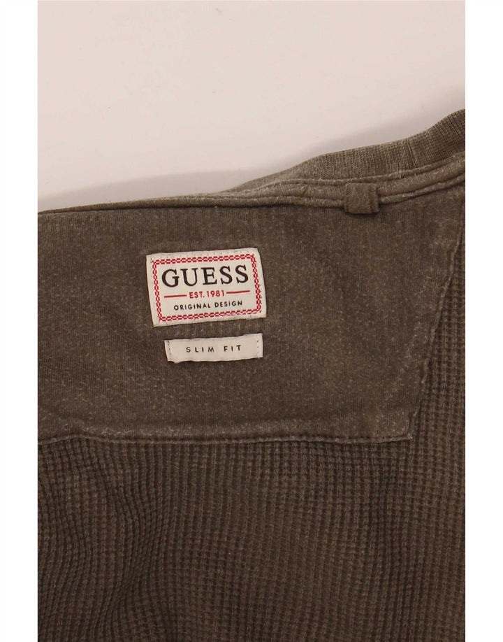 Guess Herren Slim Fit Top Langarm Mittel Khaki