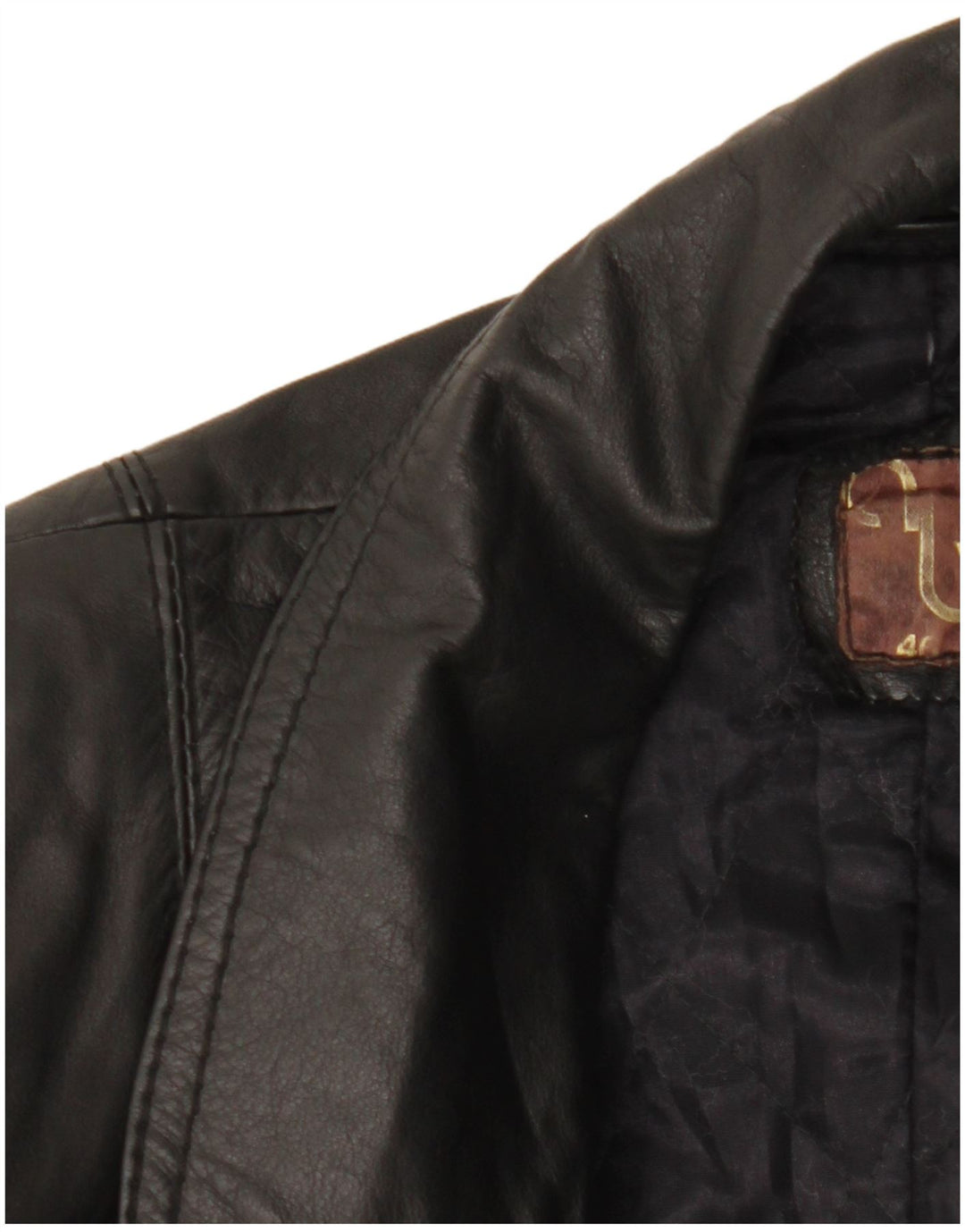 Vintage Damen Zweireihige Lederjacke IT 46 Large Schwarz