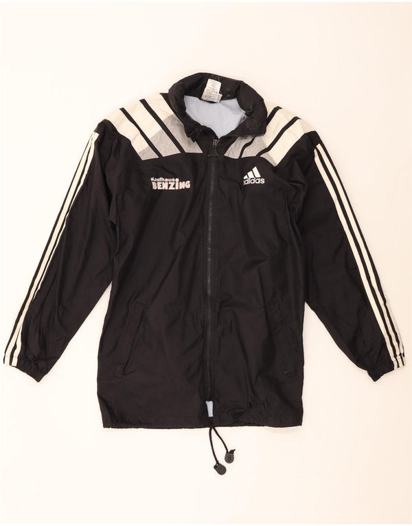 Adidas Jungen Regenjacke mit Kapuze und Grafik, 15–16 Jahre, schwarzes Colourblock-Nylon