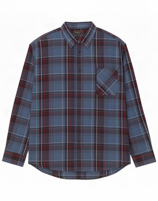 Atlas für Männer Flanellhemd für Herren, 4XL, blau kariert, Baumwolle