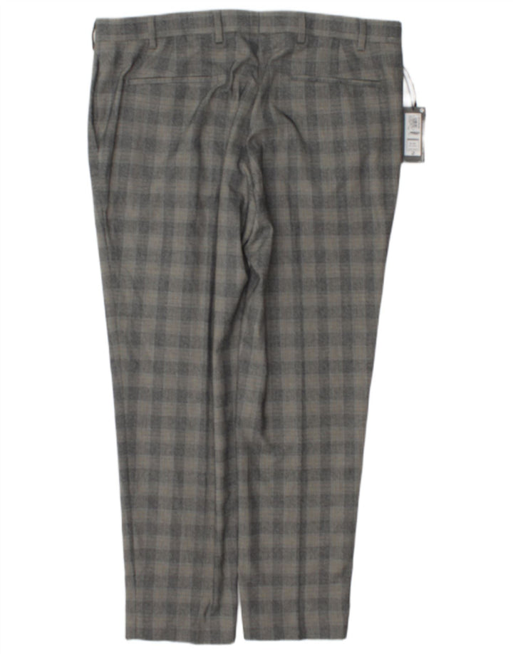 Marks & Spencer Slim-Anzughose für Herren, W38, L29, grau kariertes Polyester