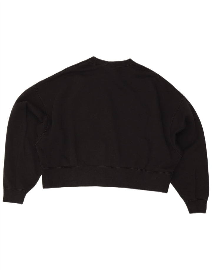 NIKE Womens Crop Oversized Sweatshirt Pullover UK 10 Small Schwarz Baumwolle