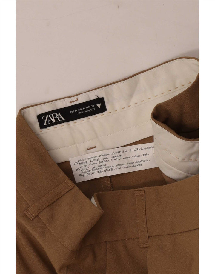 Zara Damen-Chinoshorts mit hoher Taille, mittelgroß, W28, braun, Polyester